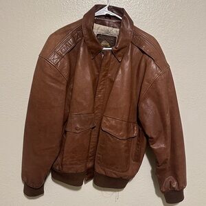 Vintage Adventure Bound Leather jacket with flight map lining